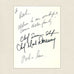 Autographs of chefs of Cucina Bella Restaurant in Chicago